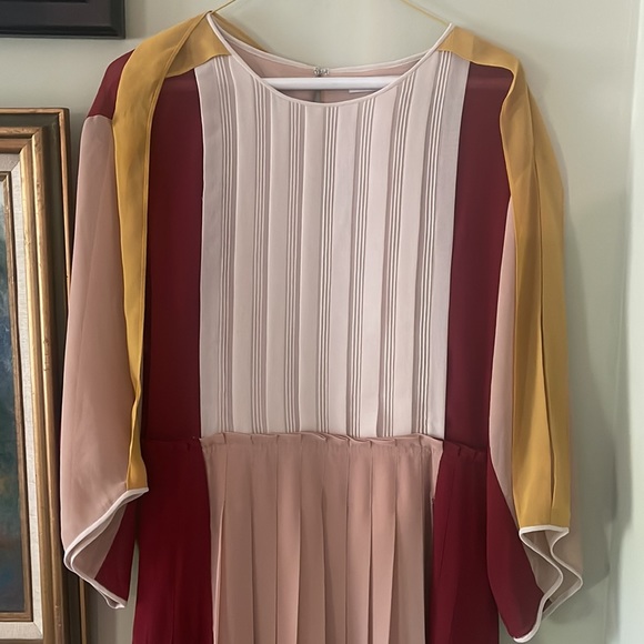 $468 BCBG RUNWAY S DRESS GOLD MAROON GWENNA IOWA STATE THANKSGIVING COLORS - Picture 4 of 7
